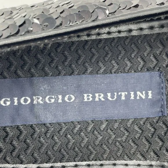 Giorgio Brutini Sequin Dress Shoes Loafers Men's 8M Black to Silver Party Prom
