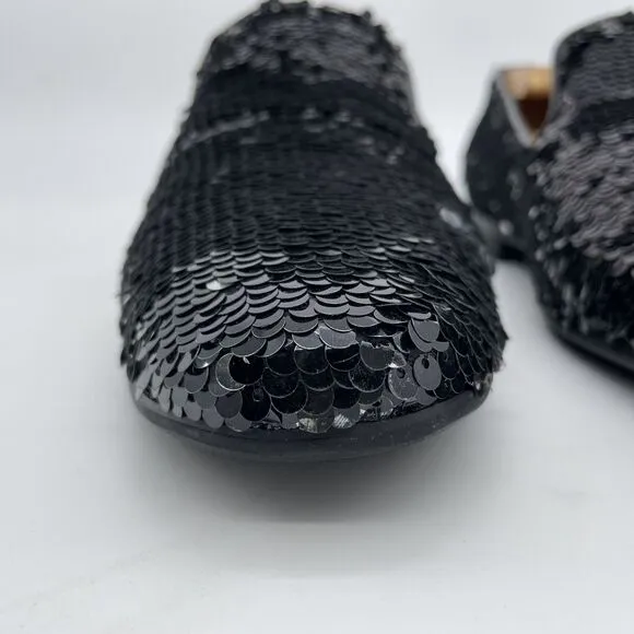 Giorgio Brutini Sequin Dress Shoes Loafers Men's 8M Black to Silver Party Prom