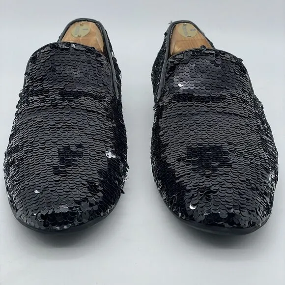 Giorgio Brutini Sequin Dress Shoes Loafers Men's 8M Black to Silver Party Prom
