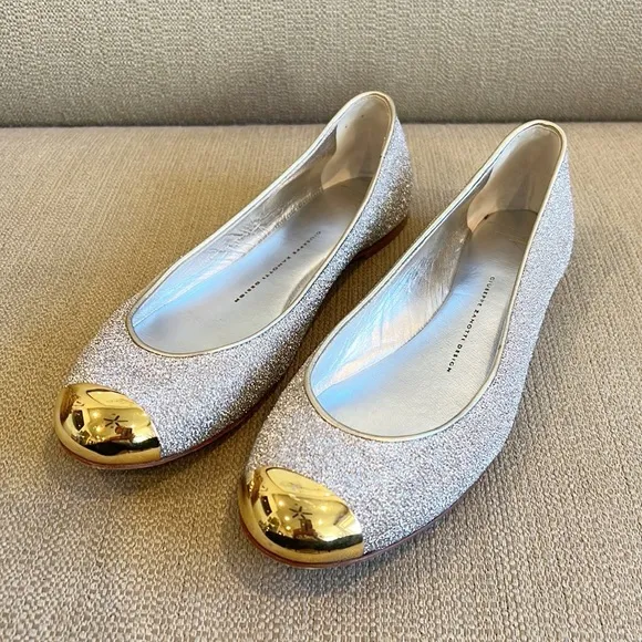 Giuseppe Zannotti Metallic Sparkle Ballet Flats