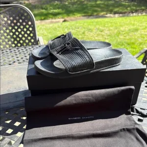 Giuseppe Zanotti Black Men's Slide Sandals original box and bag size 40
