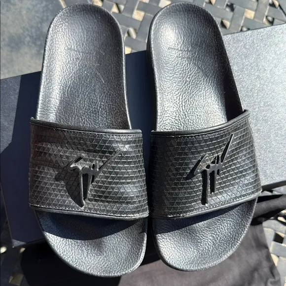 Giuseppe Zanotti Black Men's Slide Sandals original box and bag size 40