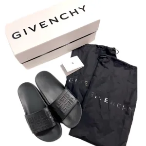 Givenchy 100% Lamb Leather Black Pool Slide Sandals Vacation Travel 40 9