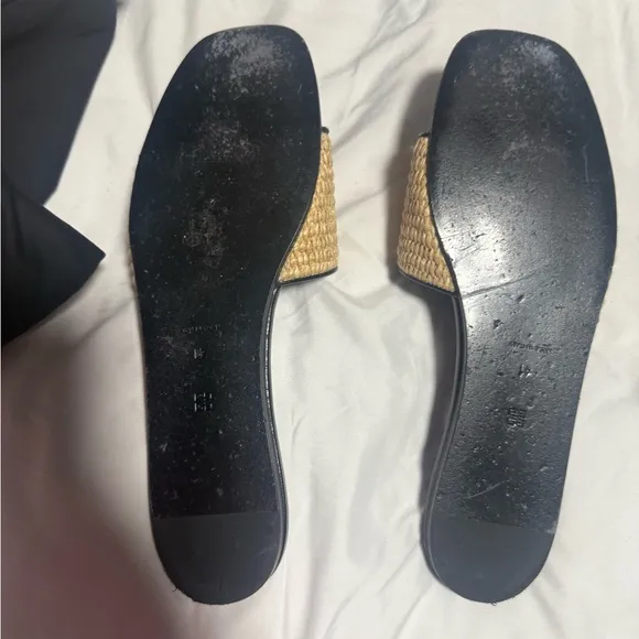 Givenchy Black and Tan Raffia Slides