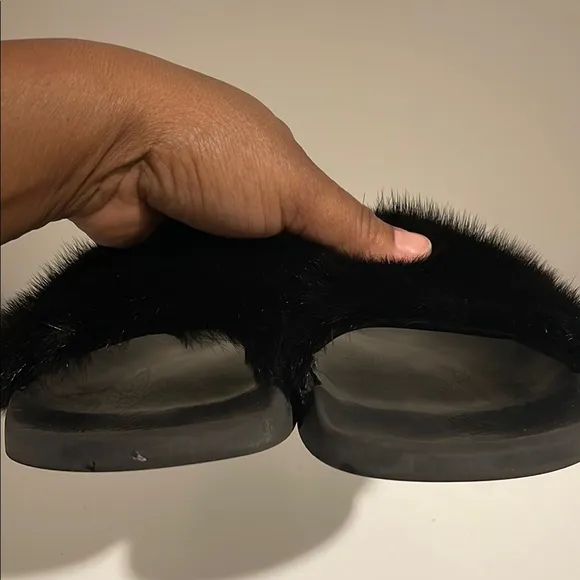 Givenchy Black Fur Slippers with Plush Comfort