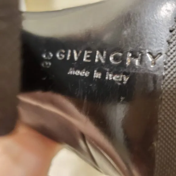 Givenchy Black Leather Peep Toe Lace Up Booties Boots Heels