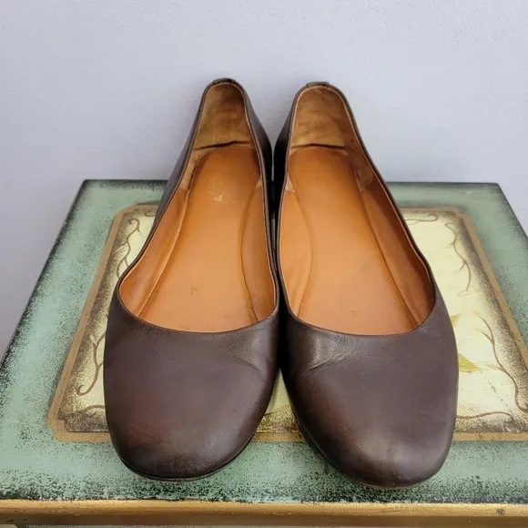 Givenchy Dark Brown Leather Ballet Flats Size 8