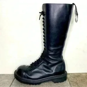 GLADIATOR Sentinel Vintage 20 Eyelet Black Leather Steel Toe Side Zip UK 7 US 9