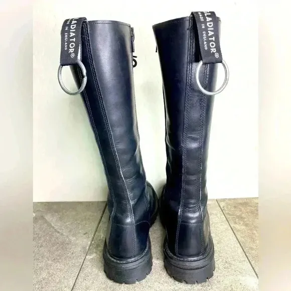 GLADIATOR Sentinel Vintage 20 Eyelet Black Leather Steel Toe Side Zip UK 7 US 9