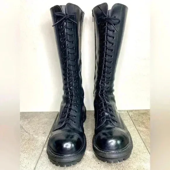 GLADIATOR Sentinel Vintage 20 Eyelet Black Leather Steel Toe Side Zip UK 7 US 9