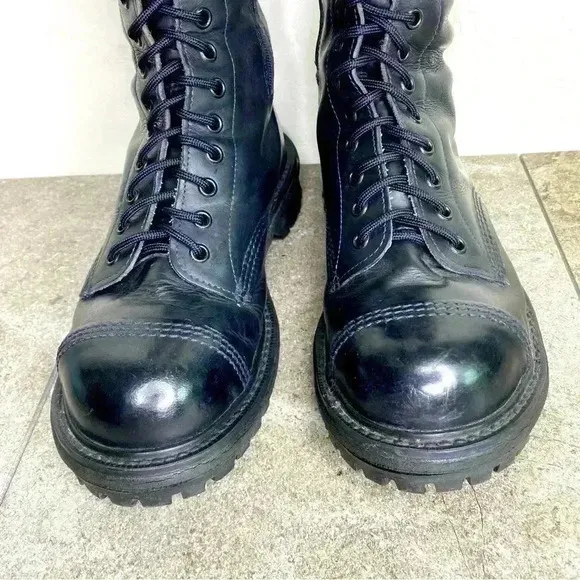 GLADIATOR Sentinel Vintage 20 Eyelet Black Leather Steel Toe Side Zip UK 7 US 9