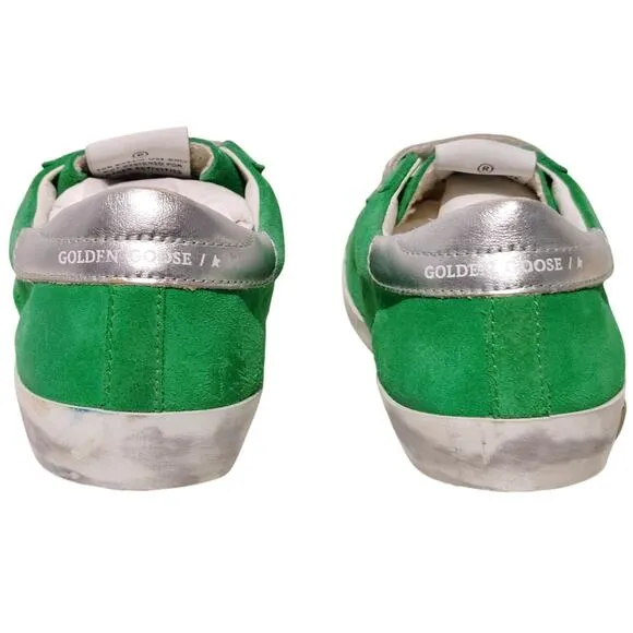 Golden Goose Old School Suede Sneakers Low Top Green White Womens Size EU35 US 5