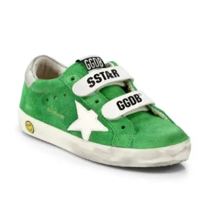 Golden Goose Old School Suede Sneakers Low Top Green White Womens Size EU35 US 5