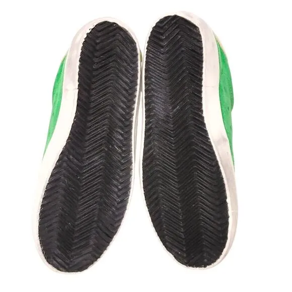 Golden Goose Old School Suede Sneakers Low Top Green White Womens Size EU35 US 5