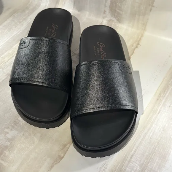 Good Man Brand Black Leather Men's Slides