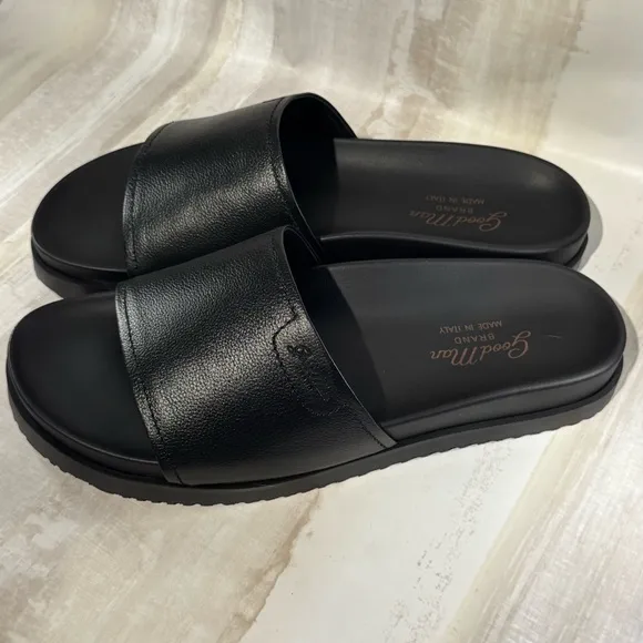 Good Man Brand Black Leather Men's Slides
