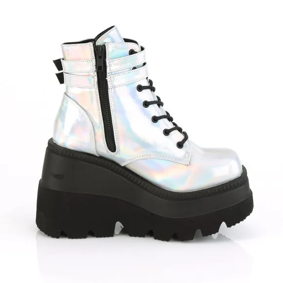Gothic Lace Up Platform Wedge Ankle Boots