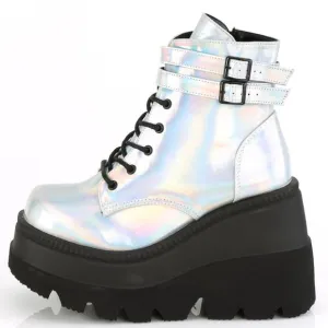 Gothic Lace Up Platform Wedge Ankle Boots