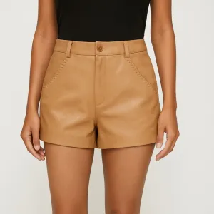 Graham &amp; Spencer Tan Lambskin Leather Shorts - Size 6