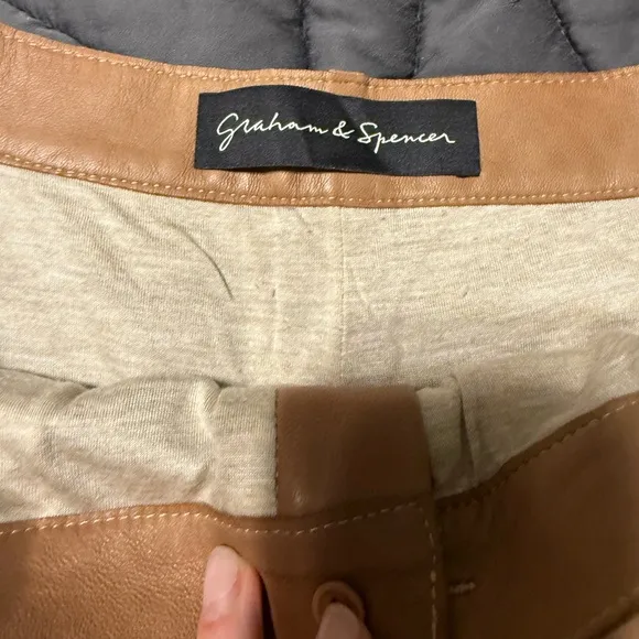 Graham &amp; Spencer Tan Lambskin Leather Shorts - Size 6