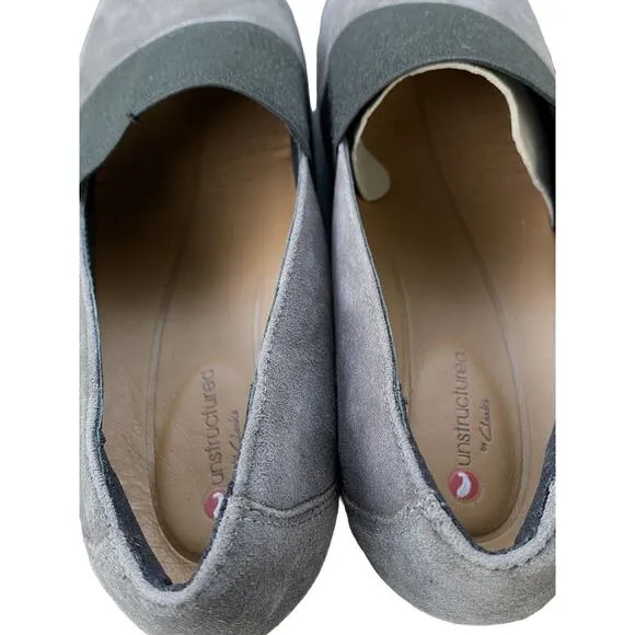 Grandma Clarks Un Blush Lo Loafers Old Money Suede Grey US Womens 7.5 M Shoes