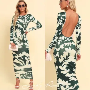 Green and White Maxi Dress
