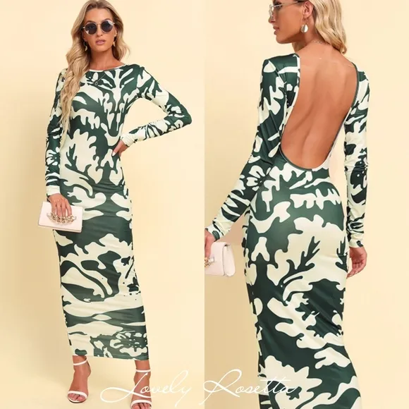 Green and White Maxi Dress