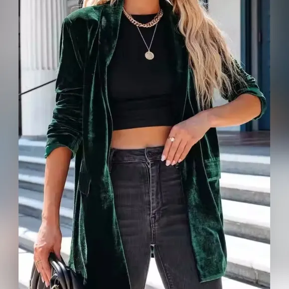 Green Timeless Button-up Blazer