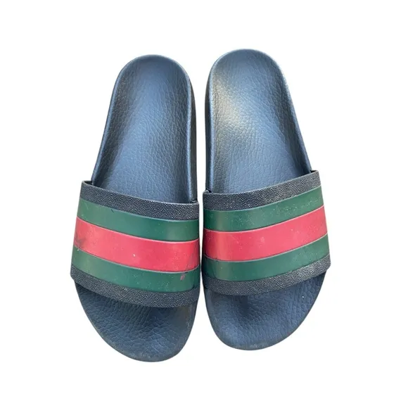 Gucci Black and green Slide Sandals size 7