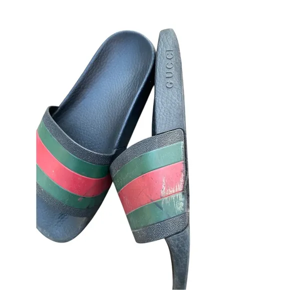 Gucci Black and green Slide Sandals size 7