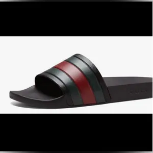 Gucci Men's Black and Red Slide Sandals
