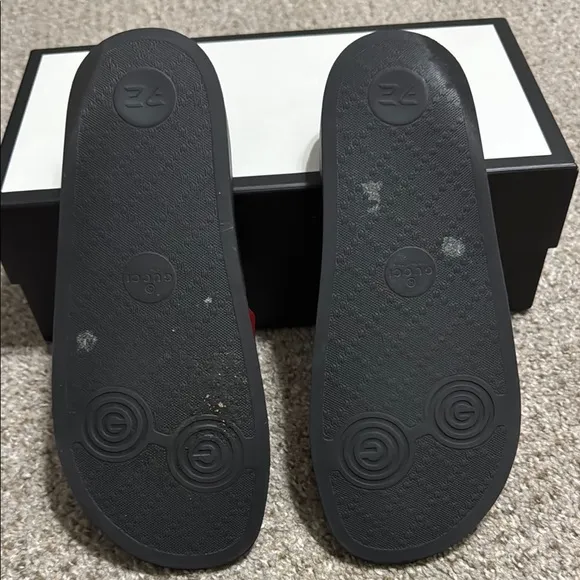 Gucci Red Embossed Slides