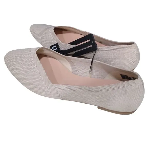 [H429] Time and Tru Cream Loafers Soft Fabric Flats, Size 11