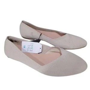 [H429] Time and Tru Cream Loafers Soft Fabric Flats, Size 11