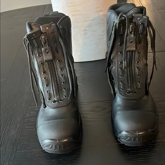 HAIX Black Lace Up Boots with Reinforced Toe and Sturdy Sole Size 9.5 M