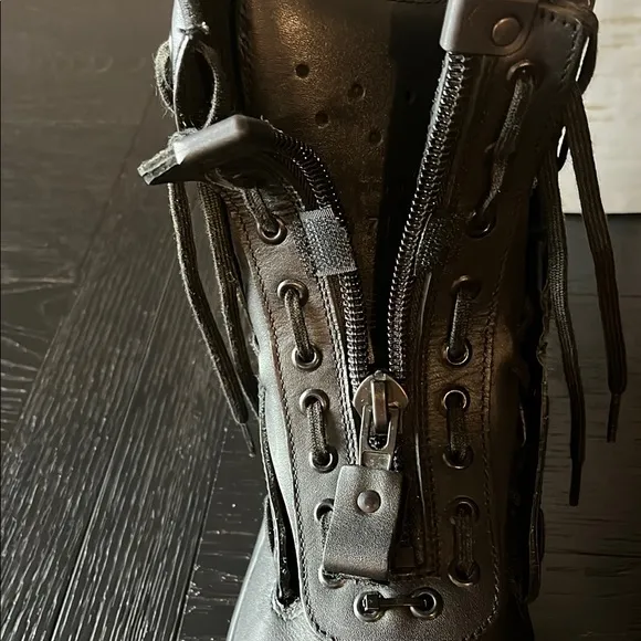 HAIX Black Lace Up Boots with Reinforced Toe and Sturdy Sole Size 9.5 M