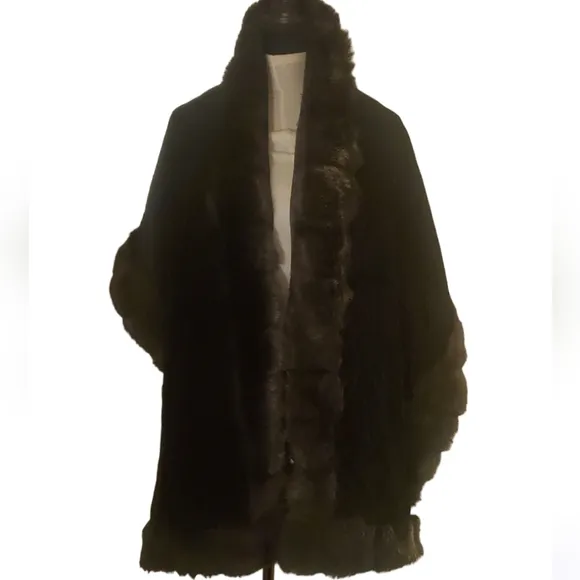 Halston Faux Mink Cape