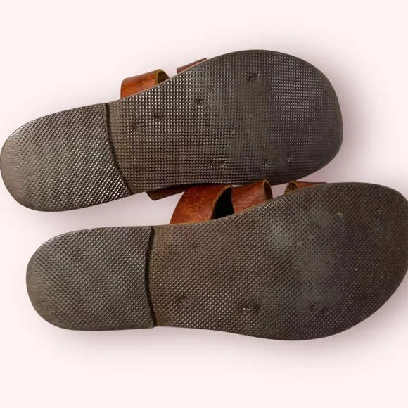 HANDMADE Melissinos Greek Caesar Brown Leather Slide Sandals Men's Size 11.5