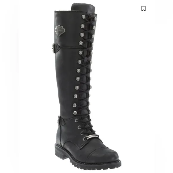 Harley-Davidson Black Combat Moto Boots with Lace-Up Design