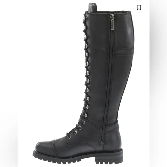 Harley-Davidson Black Combat Moto Boots with Lace-Up Design