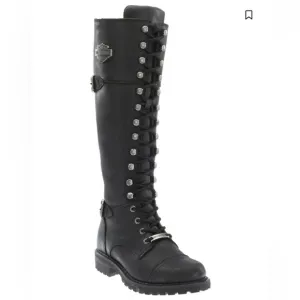 Harley-Davidson Black Combat Moto Boots with Lace-Up Design