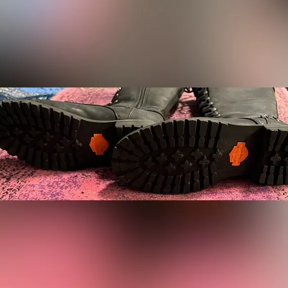 Harley-Davidson Black Combat Moto Boots with Lace-Up Design