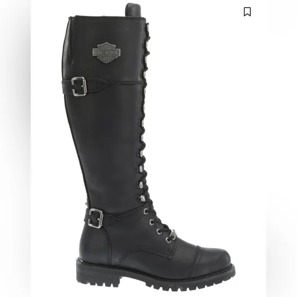 Harley-Davidson Black Combat Moto Boots with Lace-Up Design