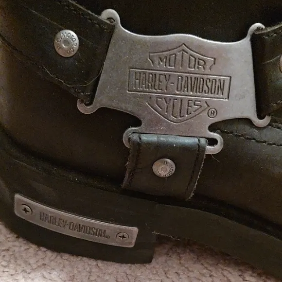 Harley-Davidson Black Mid-Calf Boots with Durable Leather and Heavy-Duty Sole