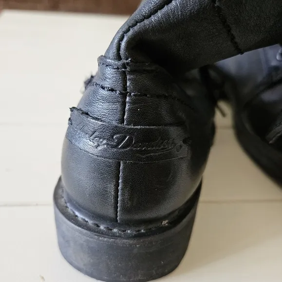 Harley Davidson Womens Black Leather Lace-Up Boots W Zipper. Size 7