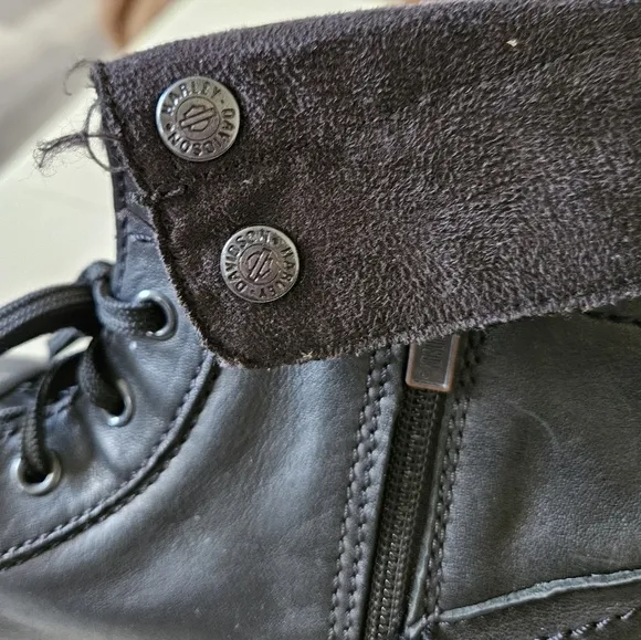 Harley Davidson Womens Black Leather Lace-Up Boots W Zipper. Size 7