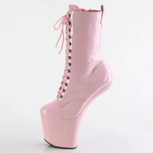 Heelless Platform Lace Up Ankle Boots