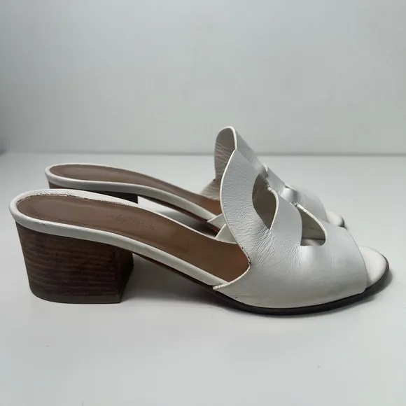 Hermes Mona Calfskin Leather Slides Sandals Slip On High Heels Mules