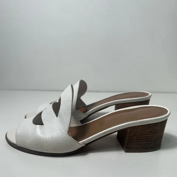 Hermes Mona Calfskin Leather Slides Sandals Slip On High Heels Mules