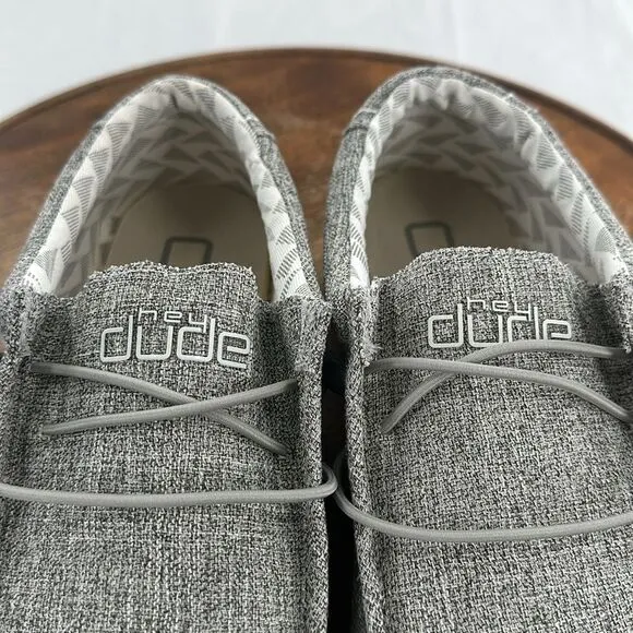 Hey Dude Shoes Mens 9 Wally Funk Mono Shade Gray Loafers Slip-Ons Casual